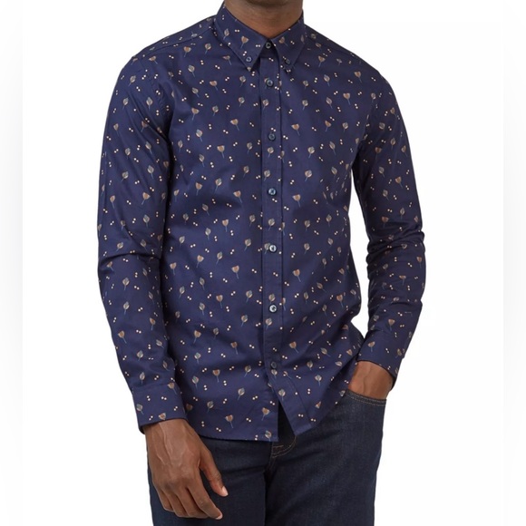 NWT Ben Sherman Scattered Floral Shirt Size S - Picture 2 of 10